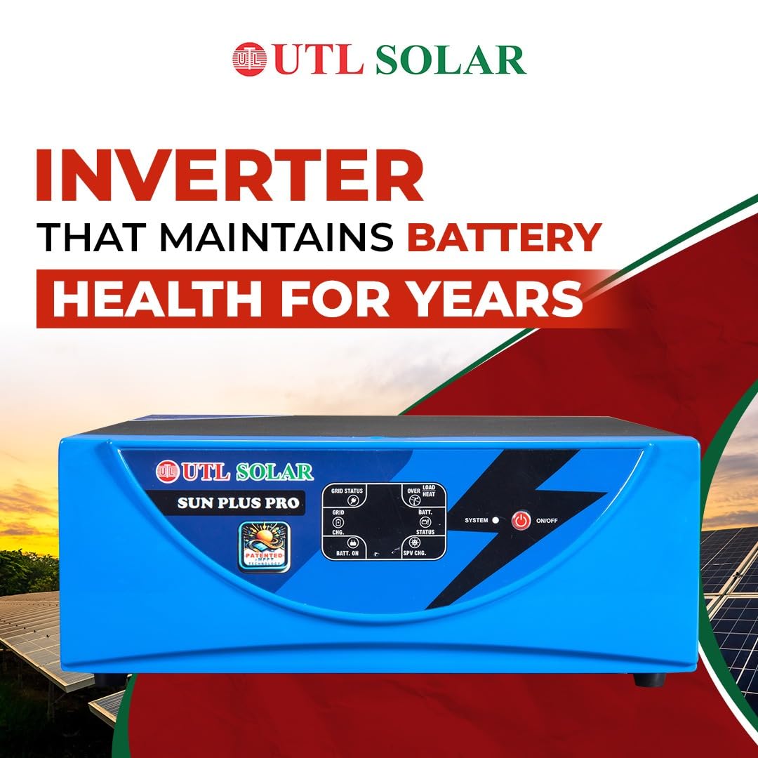 UTL Sun Plus Pro 1020 Inverter for Home, Office & Shops | MPPT Solar Inverter | Supports 1 Inverter Battery | LED Display | Easy Installation