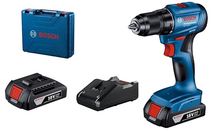 BOSCH GSR 185-Li Professional Kit | Brushless Motor | Speed (1st/2nd)- 0-500/0-1900 RPM | Chuck Size 13 mm | Manufacturing & Construction Use | 1 18V Battery & 1 charger Included| 1 Yr Warranty
