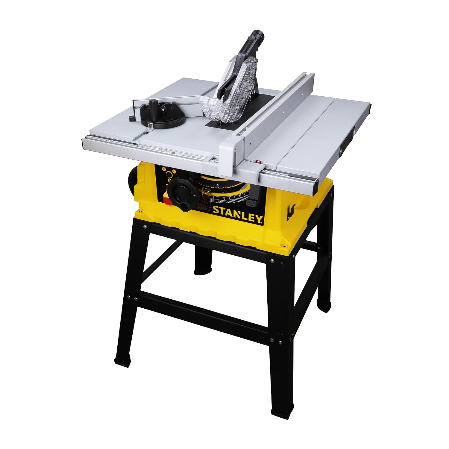 STANLEY SST1801-IN 1800W 254mm Table Saw With Frame, For Heavy-Duty Applications & Cutting Plywood, 150-hours Runtime, Compatible with 10” Cutting Blades, 1 Year Warranty, Yellow and Black