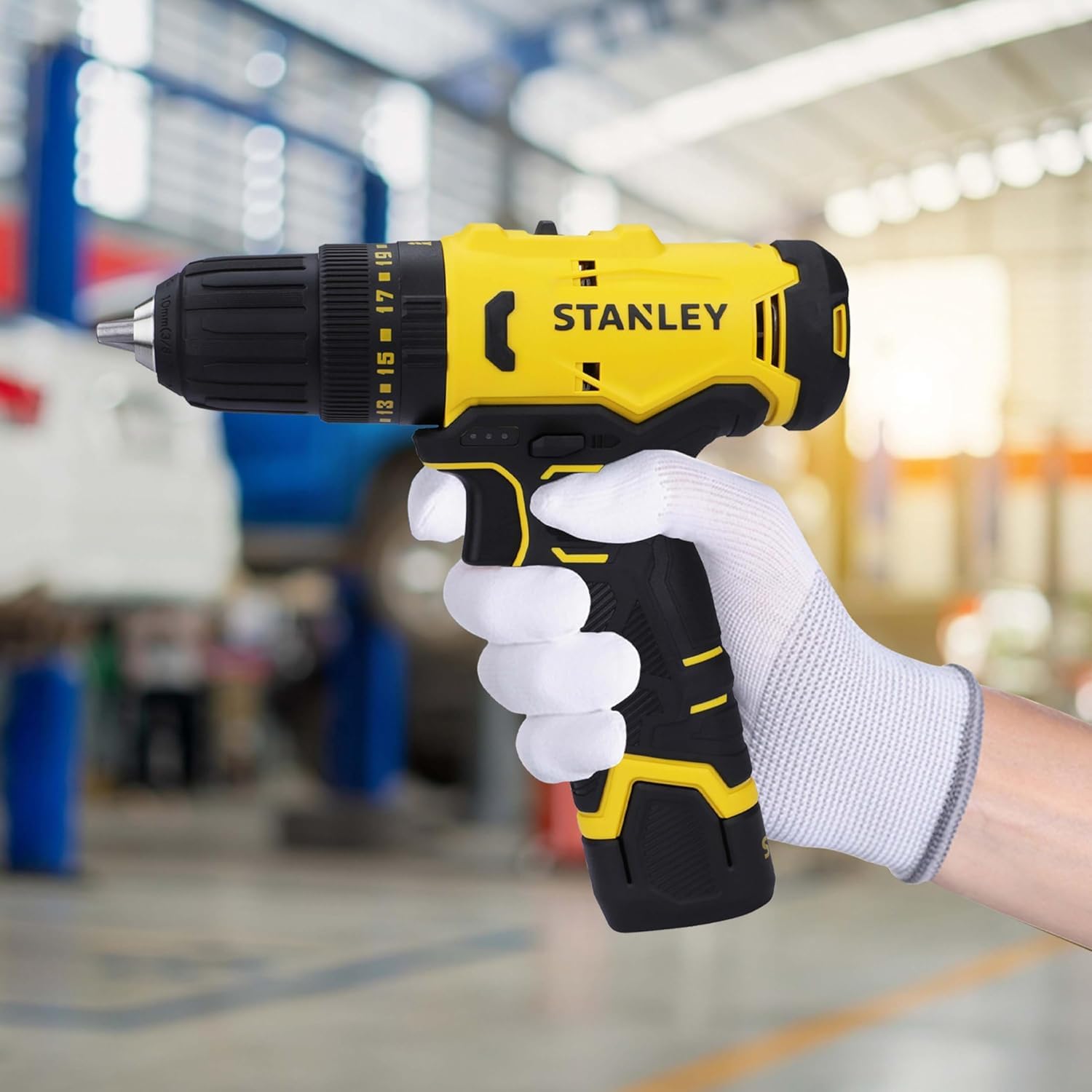 STANLEY SCH10D1-IN(12V) Brushed Cordless Hammer Drill Driver, 1x2Ah Battery & 1.5A Charger,LED Light,Variable Speed Trigger Switch,ForwardReverse Button,10mm Chuck,Clutch Setting 20+1,1 Year Warranty