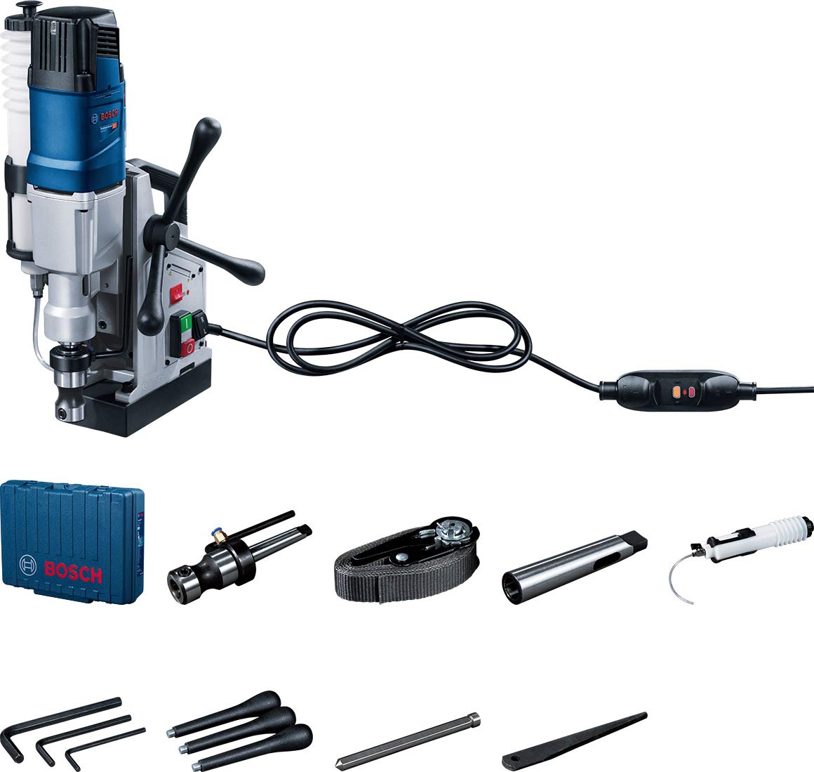 Bosch GBM 50-2 Professional Metal Drill – Heavy Duty – 1200 W – 1.5/50 mm – Protection Switch & Service Display (Blue)