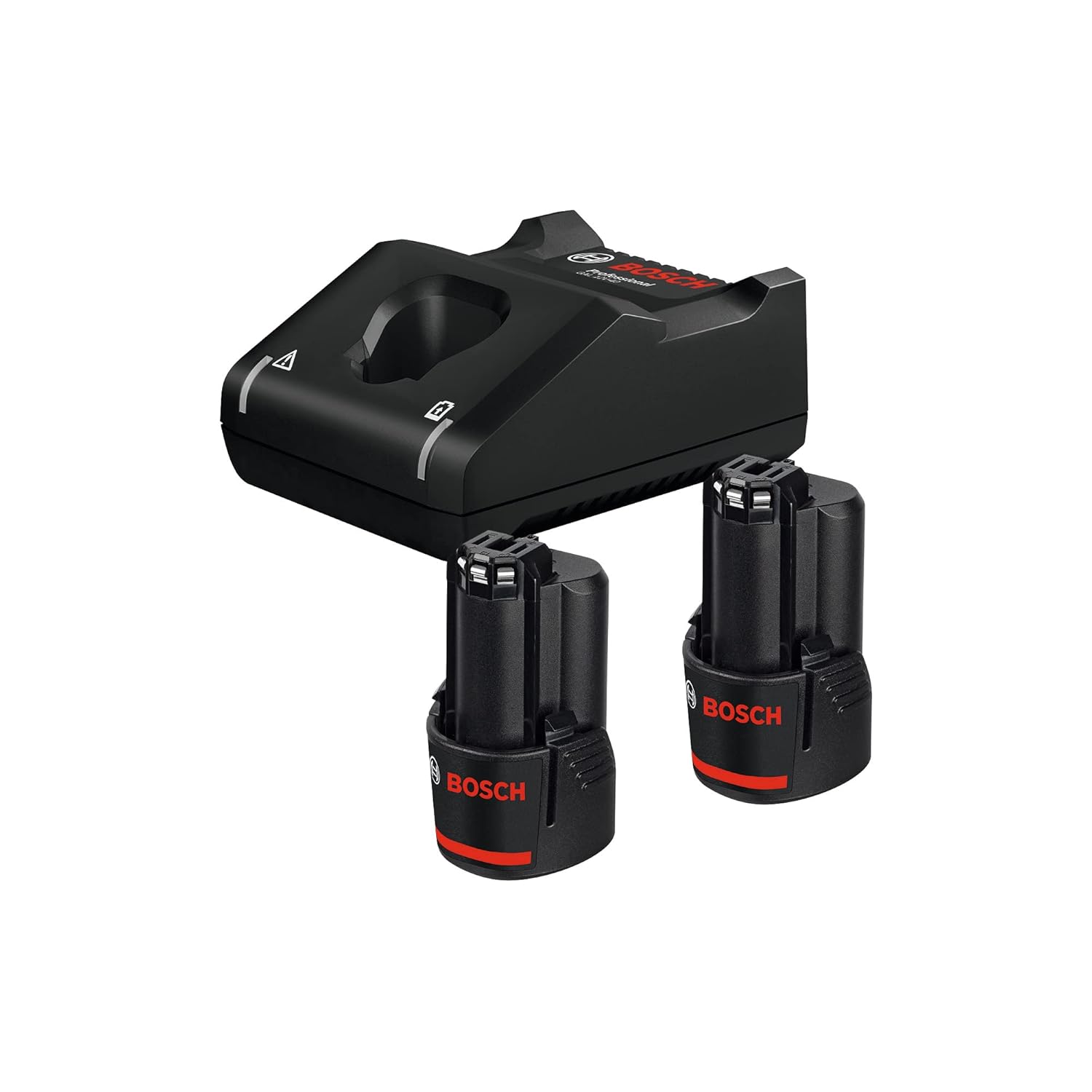 BOSCH 2 X GBA 12V 2.0Ah + GAL 12V-40 Professional Starter Set, Compact Battery & Fast Charger