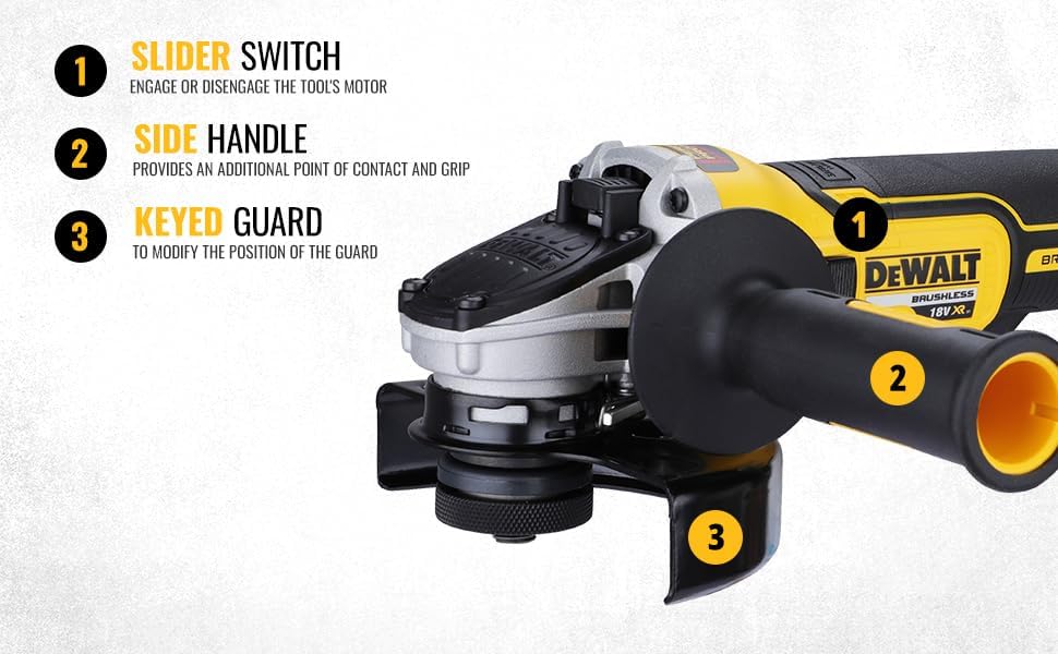 DEWALT DCG405N-XJ 18V 125mm XR Li-ion Cordless Angle Grinder with Brushless Motor – Perform and Protect Shield (Bare Tool)
