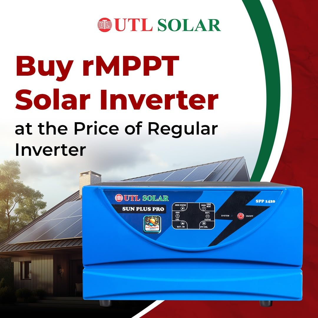 UTL Sun Plus Pro 1420 Inverter for Home, Office & Shops MPPT Solar Inverter Supports 1 Inverter Battery LED Display Easy Installation