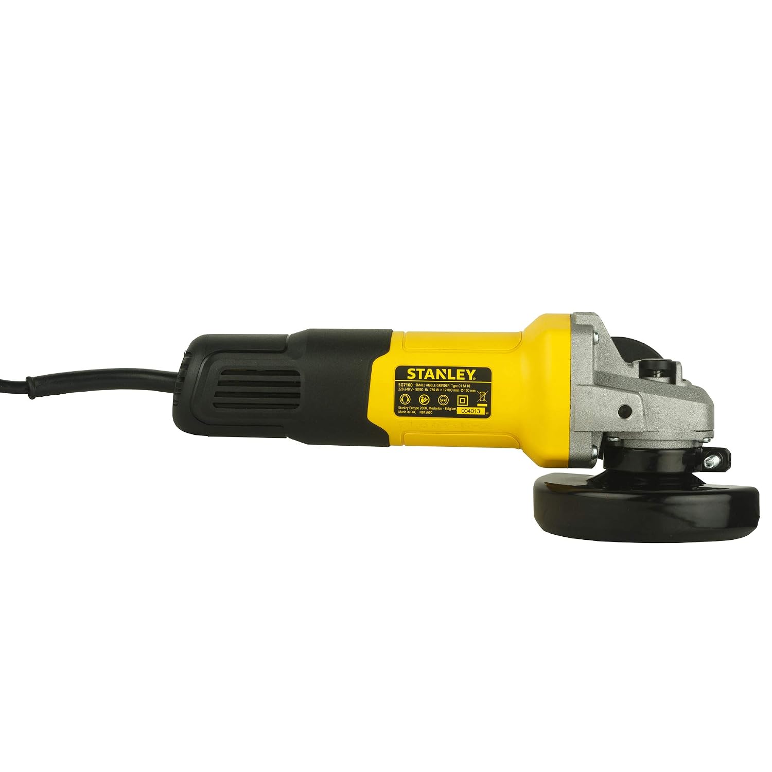 STANLEY SG7100-IN SLIM Small Angle Grinder, 179 mm Gripping Girth, 750 W High Performance Motor, 100mm Disc Diameter, Burst-Proof Guard And Spindle Lock