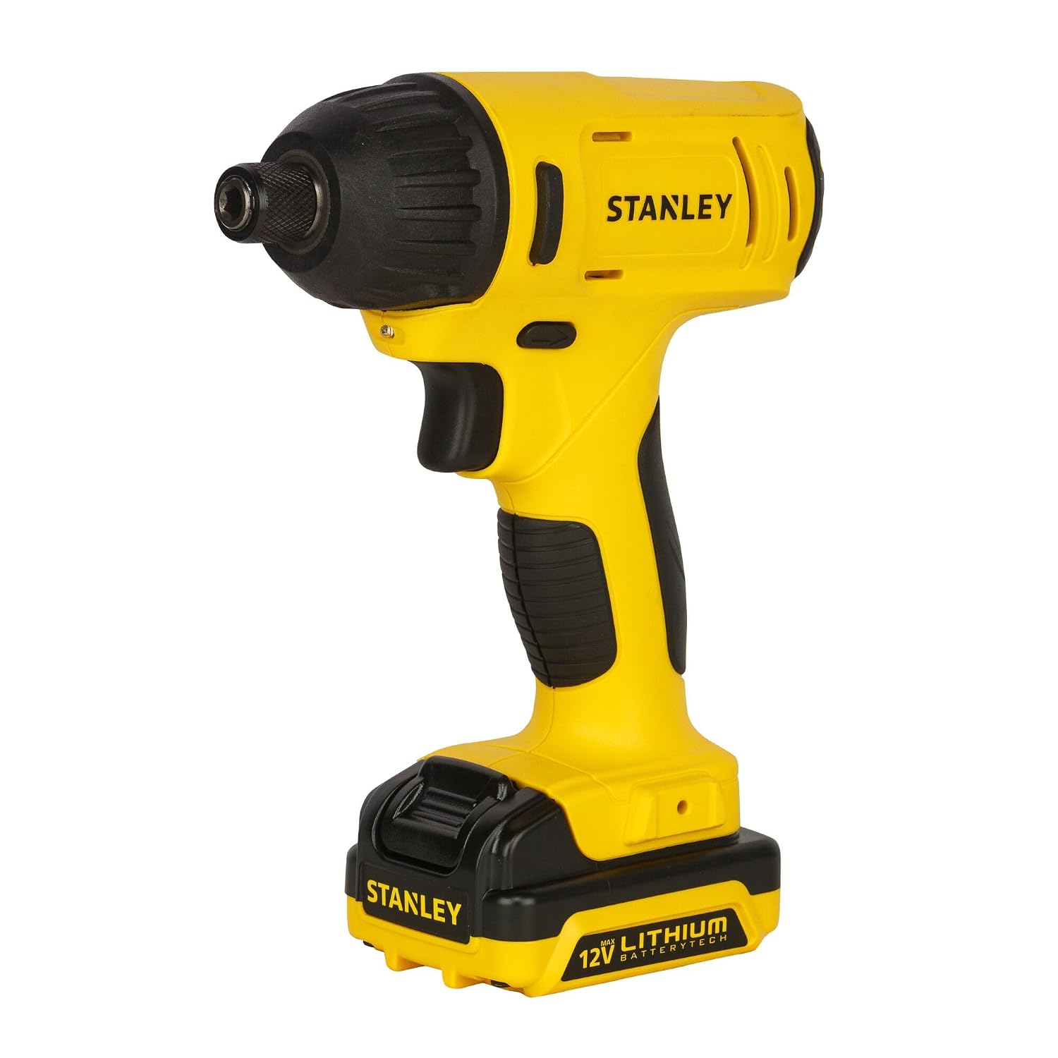 STANLEY SCI121S2-B1 12V, 6.35mm Chuck Reversible Cordless Impact Drill Driver- 2×1.5Ah Li-Ion Battery & 1.25A Charger Included, 2500RPM No Load Speed, 3500BPM Impact Rate, 110Nm Torque, Integrated LED