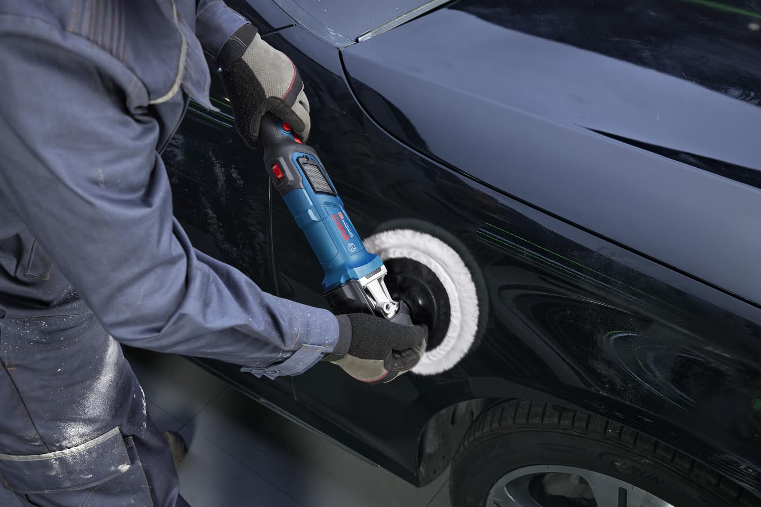 BOSCH Professional GPO 14-180 S Polisher 1400W Power, 600-3500 RPM, 180mm Disc, 6-Speed Control Trigger Soft Start, Overload Protection Spindle Lock Lightweight Heavy Duty D-Handle
