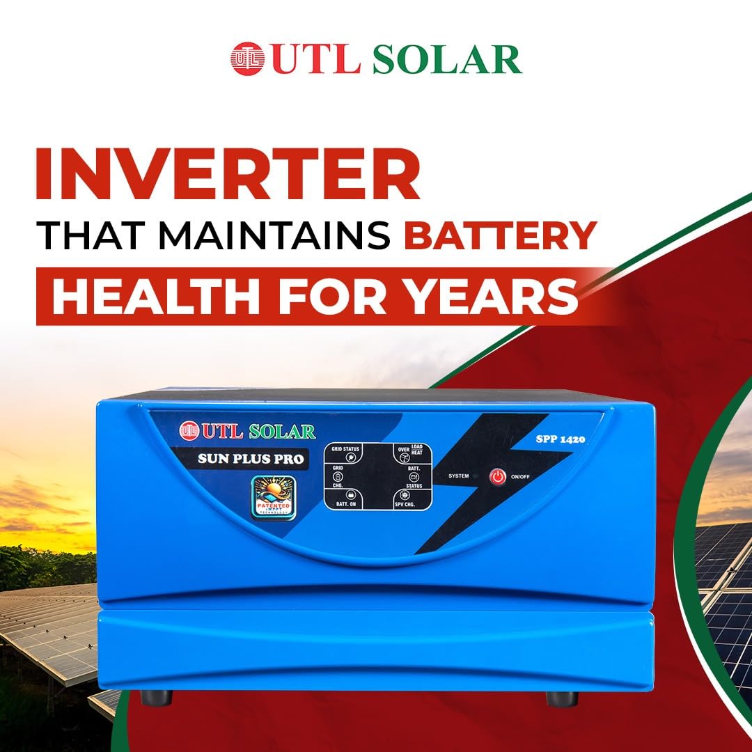 UTL Sun Plus Pro 1420 Inverter for Home, Office & Shops MPPT Solar Inverter Supports 1 Inverter Battery LED Display Easy Installation