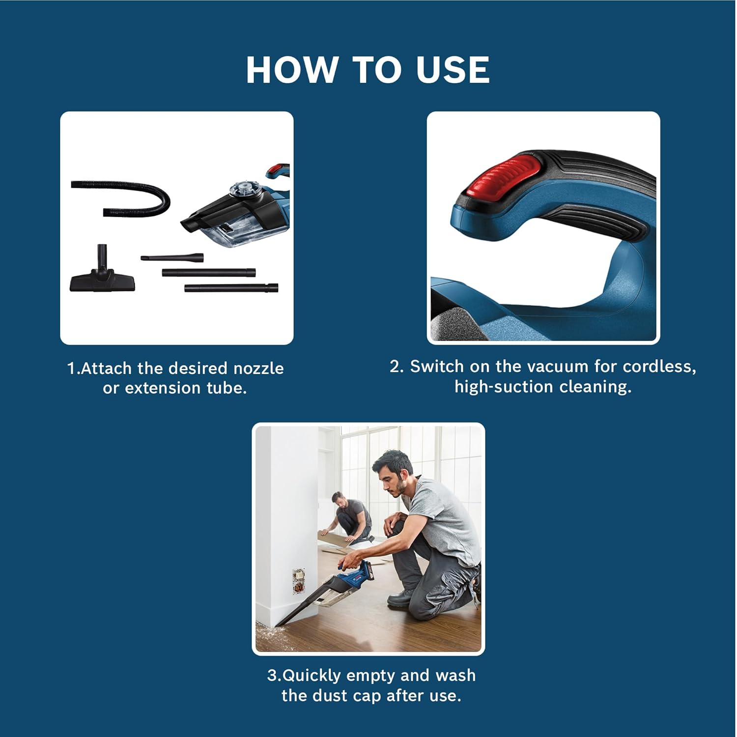 Bosch GAS 18V-1 Heavy Duty Cordless Vacuum Cleaner, 0.7 Litres, 60 mbar, 1.3 kg + Suction & Extension Tubes, Floor & 2 Nozzles, 1 Year Warranty (Solo Tool – 18V Batteries & Charger sold seperately)