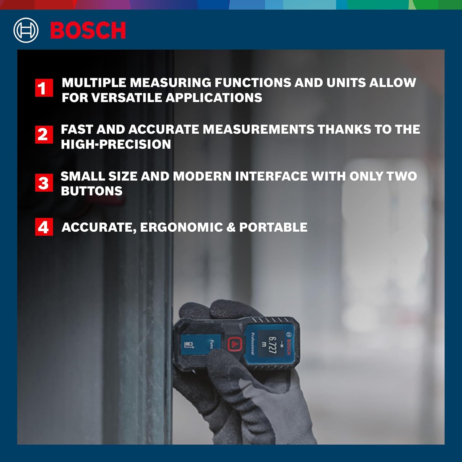 BOSCH GLM 30-23 Professional Laser Measurer| Compact & User-Friendly Interface| Laser Class 2, Range up to 30 m, ±1.5 mm | Ergonomic & ISO Certified| Batteries Included| 1 Year Warranty