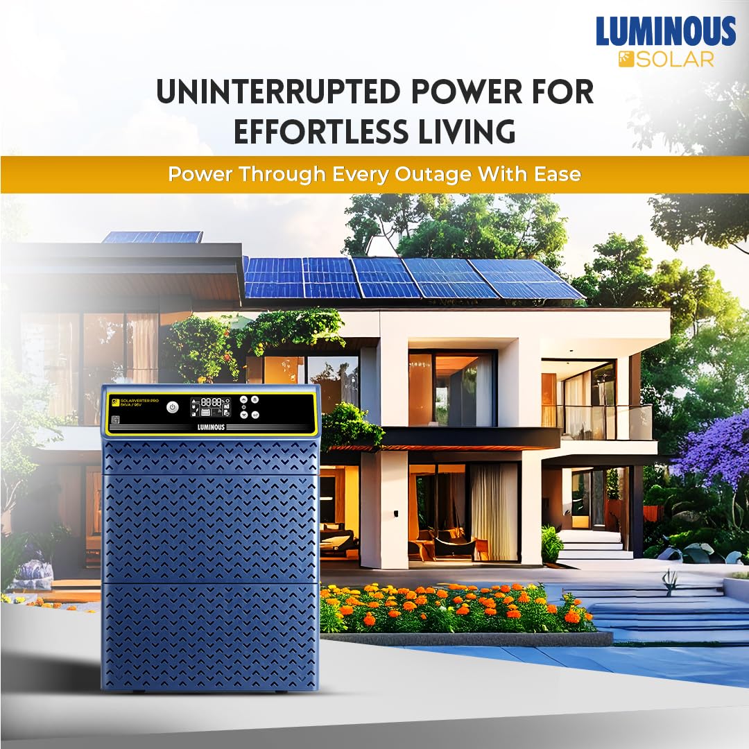 Luminous Solarverter PRO PCU 6KVA / 96V – Hybrid Solar Inverter, Pure Sine Wave, Smart Energy Management, High Efficiency, Ideal for Homes