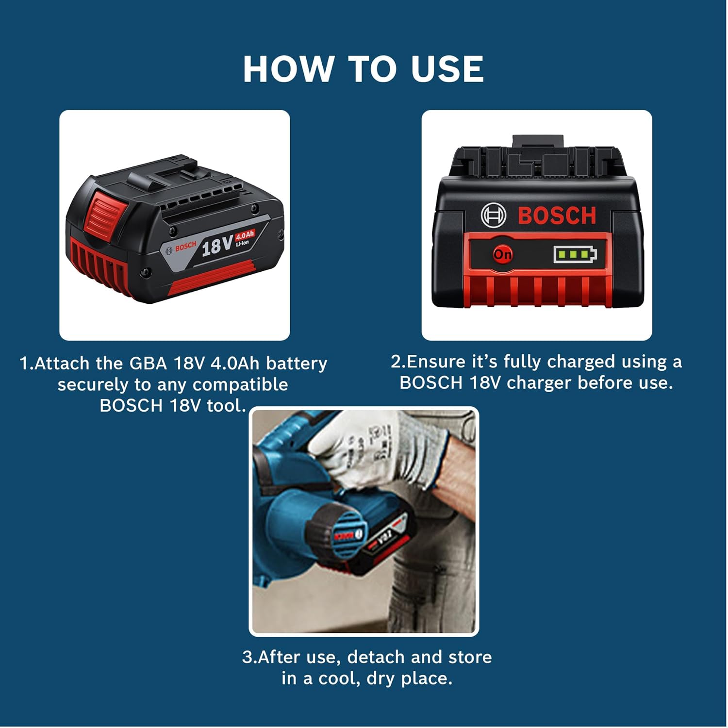 BOSCH GBA 18V 4.0Ah Professional Battery Pack, XL Capacity with COOLPACK Technology, Up to 65% Longer Runtime & 100% Longer Life, Compatible with All 18V Tools