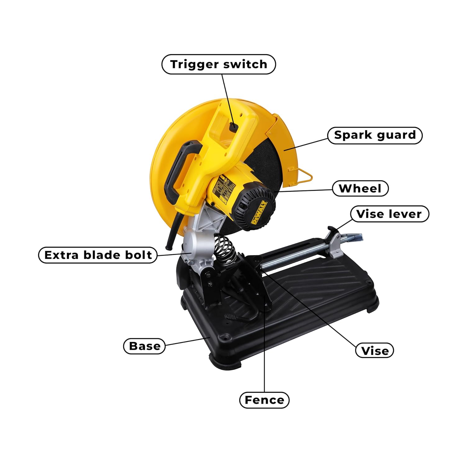 DEWALT D28870-IN 2200 Watt 355mm Heavy Duty Chop Saw with wheel included, Corded Electric