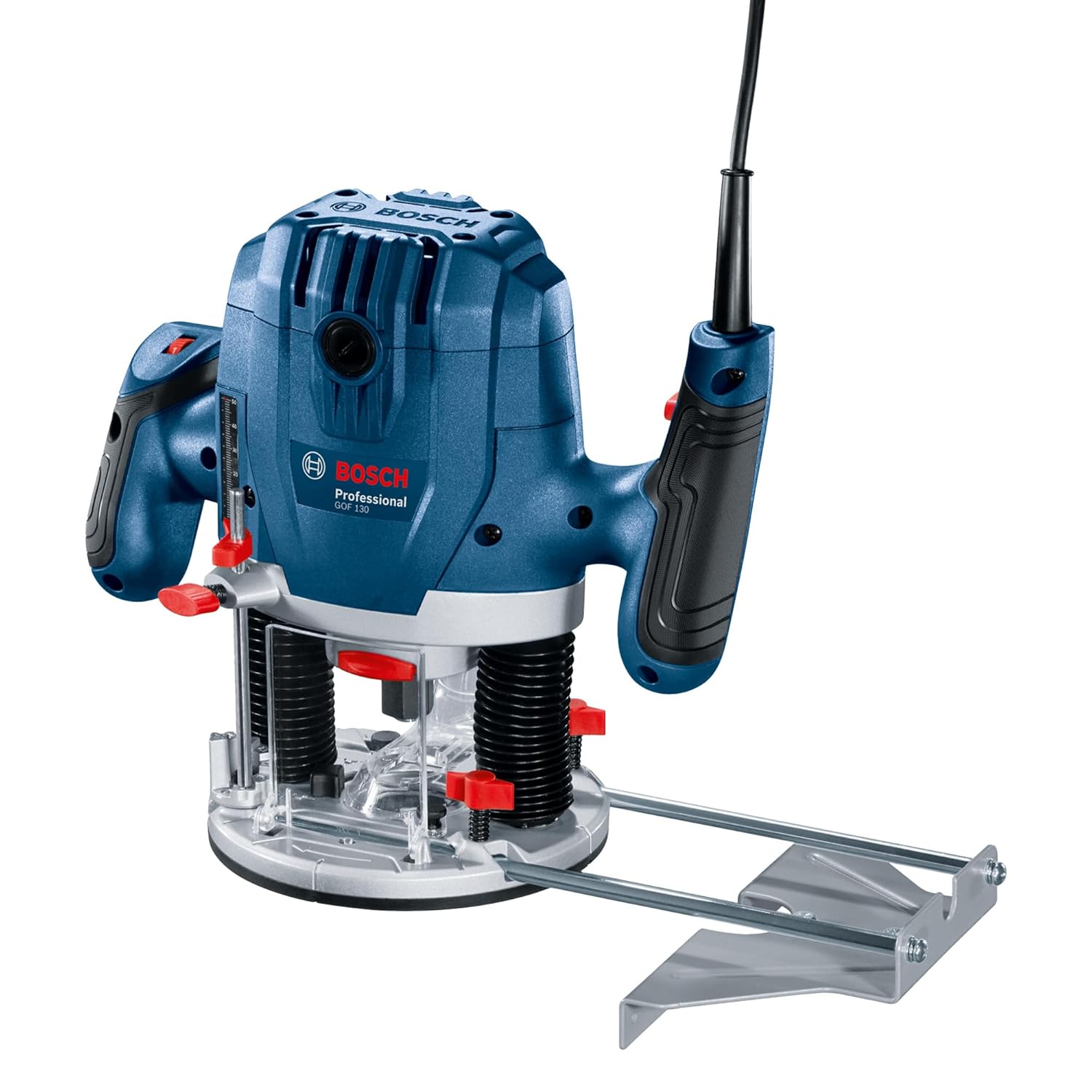 Bosch GOF 130 Corded Electric Router, 1,300W, 8 mm Bit, 28,000 rpm, 40 mm, Variable Speed, Restart Protection, Constant Speed, 3.5 kg + 8 Bosch Accessories,