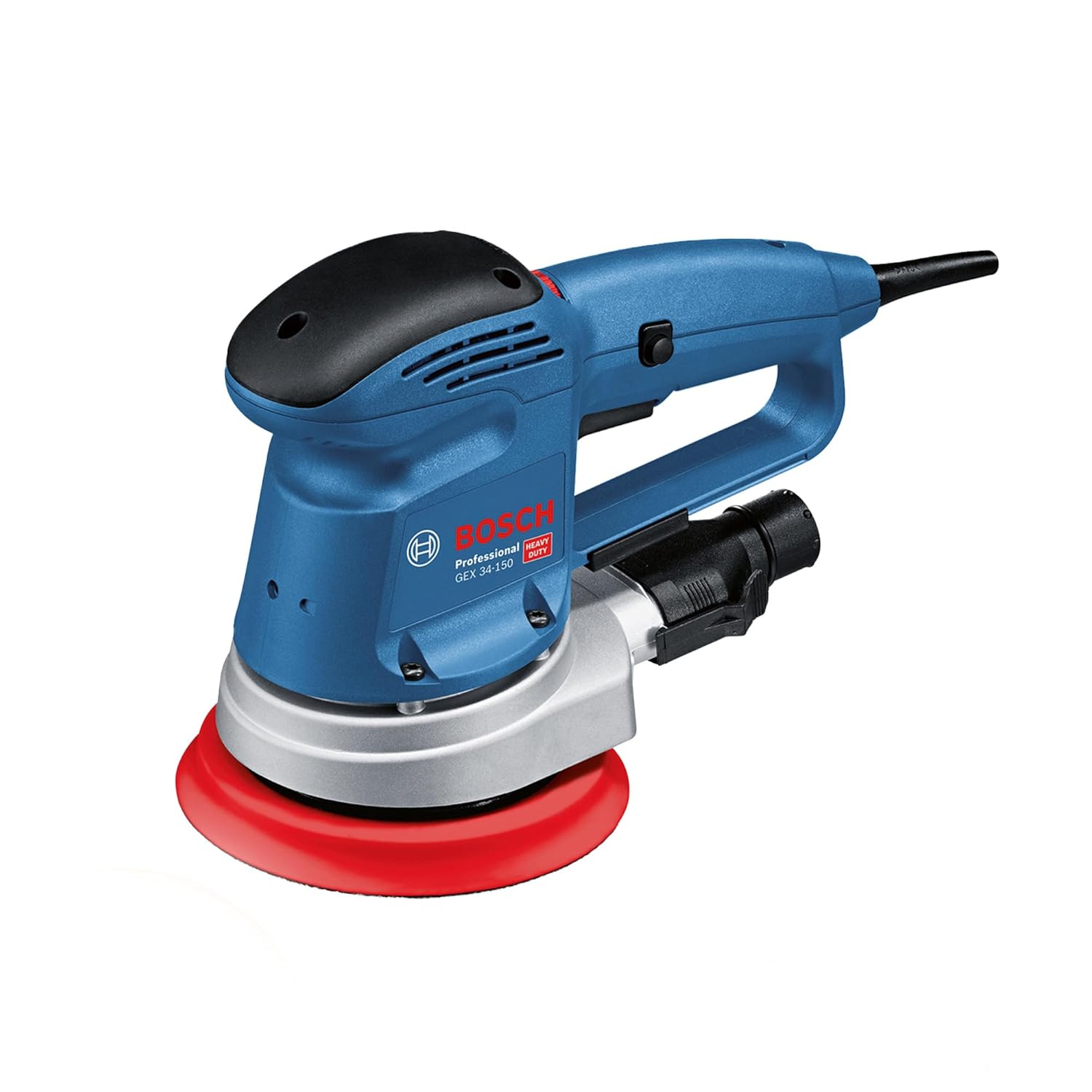 BOSCH GEX 34-150 Professional Random Orbit Sander 340 W High Removal Rate 150 mm Sanding Disc, Multi-hole packing pad, Speed Selection with No-load Speed 4,500–12,000 RPM, 1 Yr Warranty