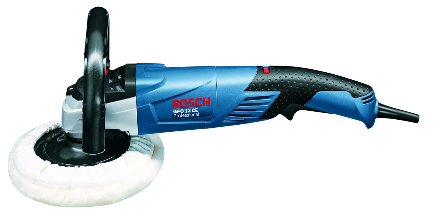 Bosch GPO 12 CE Heavy Duty Electric Polisher, 1,250W, M14, 180 mm Pad Dia, 3,000 rpm, Soft Grip, Constant Speed