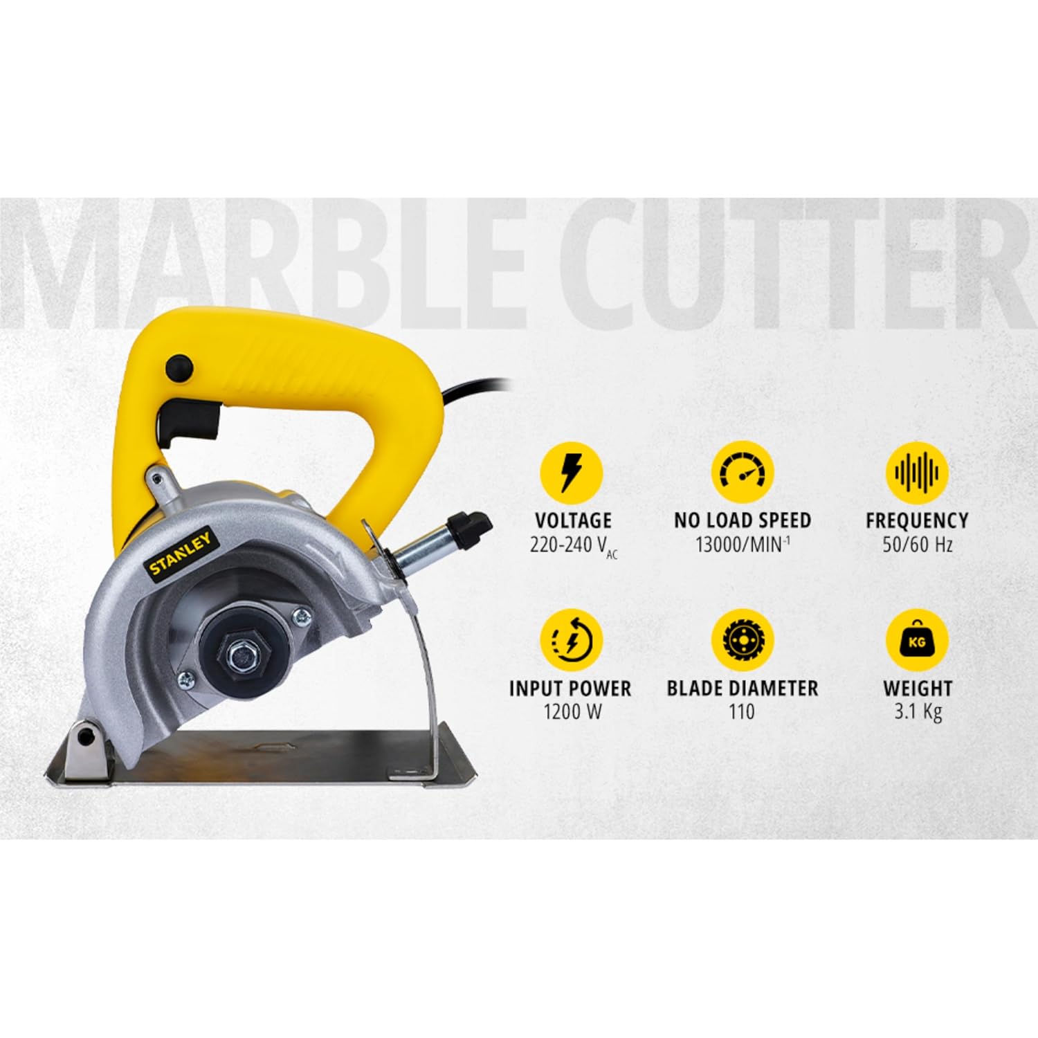 STANLEY STSP110-IN 1200 Watt 4inch (100mm) Heavy Duty Marble Cutter/ Tile Cutter with Depth Adjustment