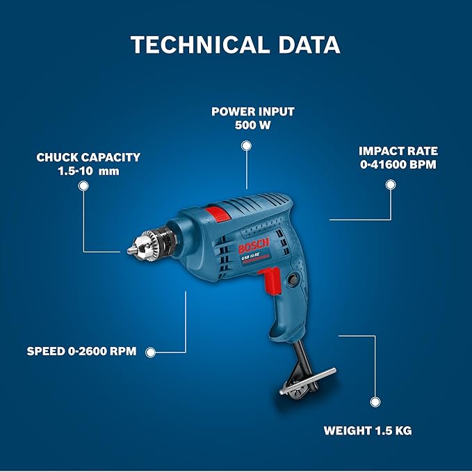 BOSCH GSB 10 RE Corded-Electric Tool Kit | 100-piece Tools Box Kit