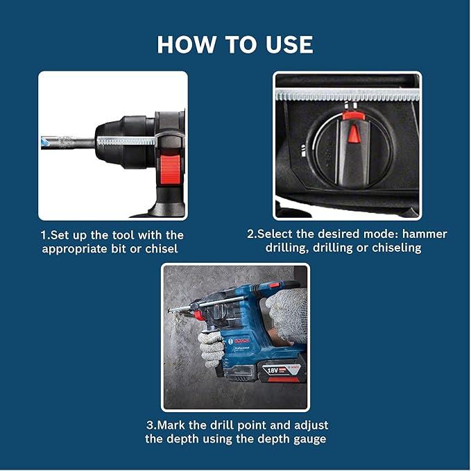 BOSCH GBH 185 Li Cordless 4.0Ah 18V Rotary Hammer with SDS Plus, 720-Watt Motor | Impact rate-0-4675 Bpm | Brushless Motor & Electronic Motor Protection | No Load Speed of 0-1050 rpm| 1 Yr Warranty