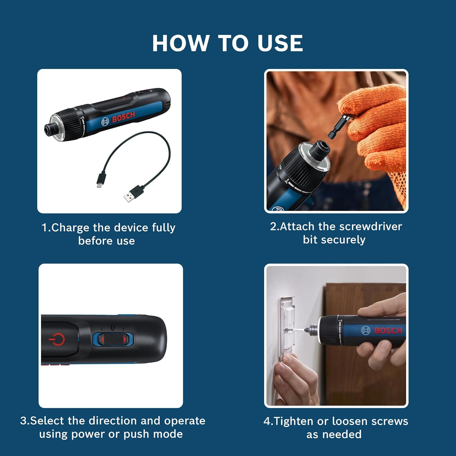 BOSCH GO 3.0 Professional Screwdriver Kit | 9-Piece Screwdriver Bit Set| 2.0Ah Battery | Speed 360 RPM | Torque 5/2 Nm | Push Start and Smart Stop | ¼” HEX Universal Bit Holder