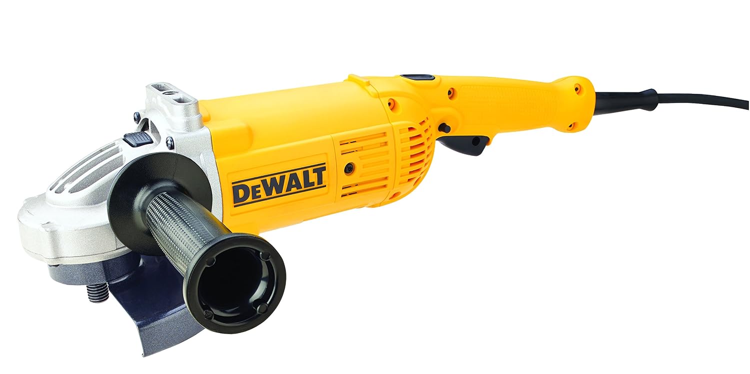 DEWALT DWE497-IN 2600W 180mm Heavy Duty Large Angle Grinder with DES Technology and Innovative Anti Vibration System-Perform and Protect Shield