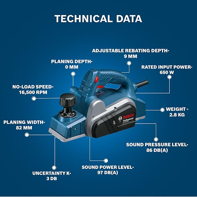Bosch Professional GHO 6500 Electric Planer | 650W Motor