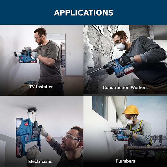 BOSCH GBH 185 Li Cordless 4.0Ah 18V Rotary Hammer with SDS Plus, 720-Watt Motor | Impact rate-0-4675 Bpm | Brushless Motor & Electronic Motor Protection | No Load Speed of 0-1050 rpm| 1 Yr Warranty