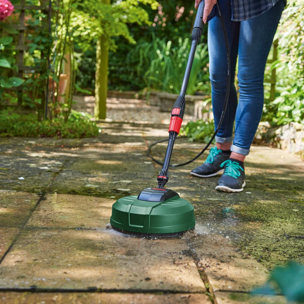 BOSCH Aqua Surf 250 Patio Cleaner, Cleansing Diameter 250mm, Pivoted Cleaning Head, Brush Skirt Controls Water Splashing | Max Pressure 140 Bar | Accessory for Aquatak Pressure washers | 0.68kg