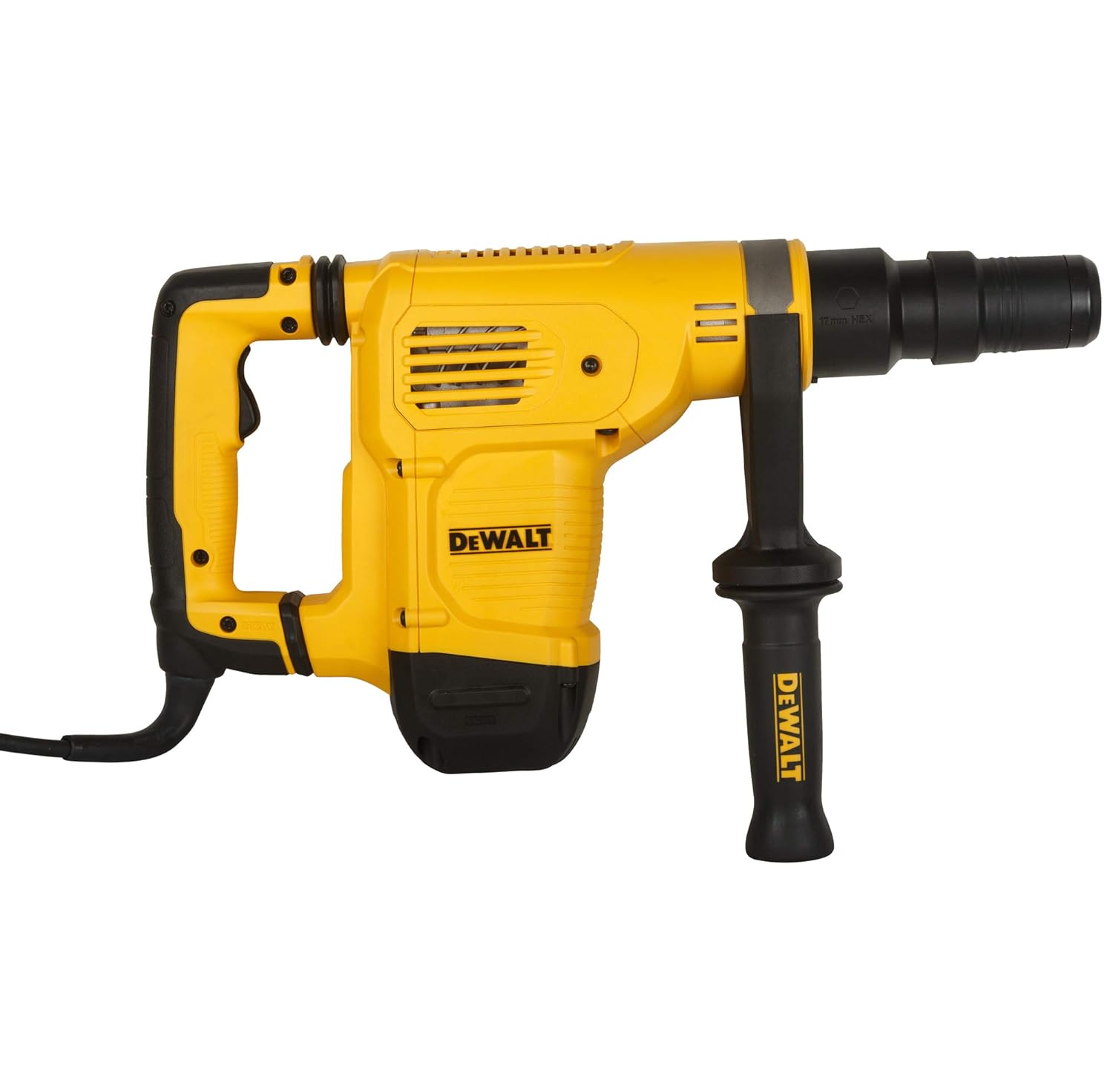 DEWALT D25811K-IN 1100Watt 5Kg 17mm Hex Chipping Hammer with Active Vibration Control-Perform and Protect Shield