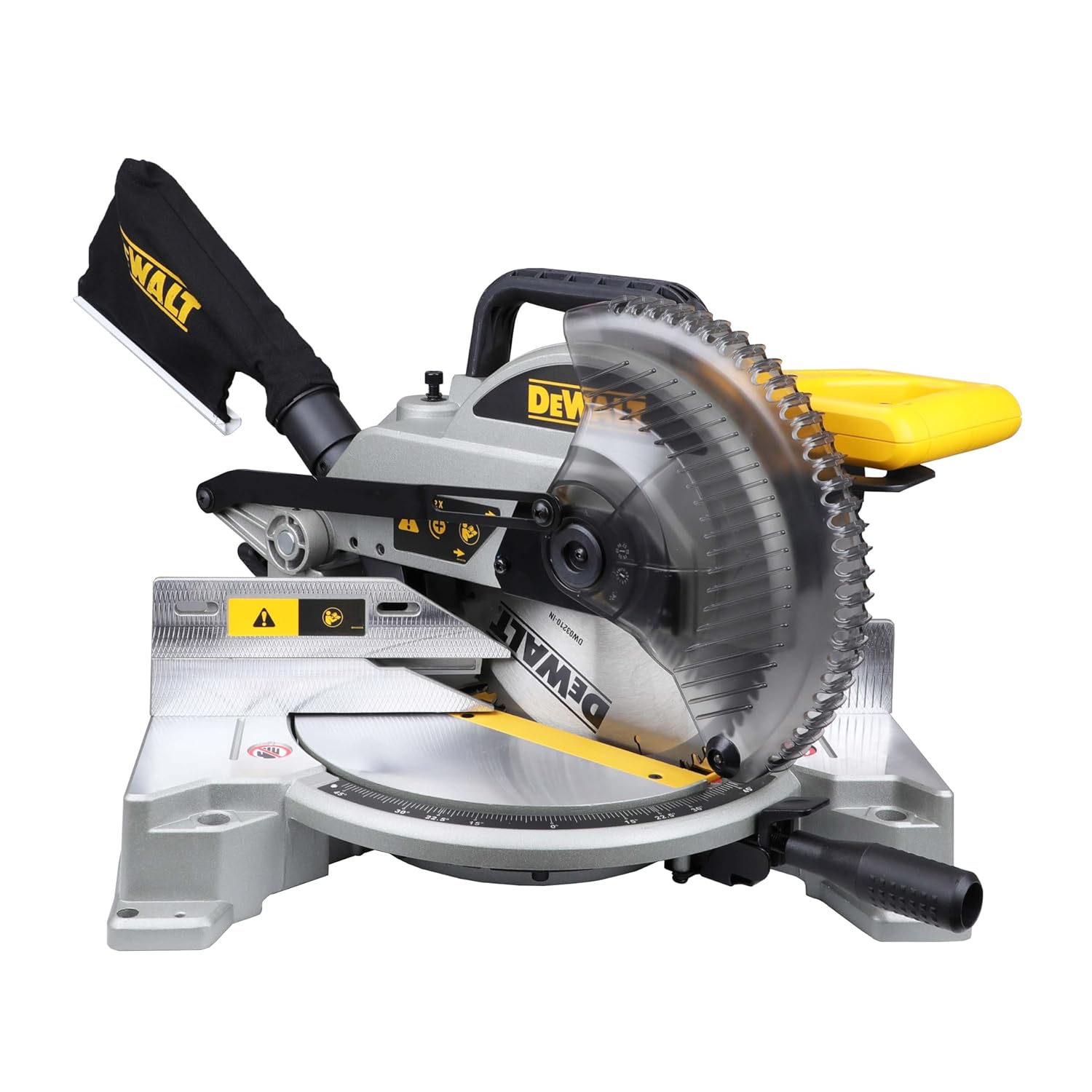 DEWALT DW714-IN 10(254 mm) Corded Compound Mitre Saw With 80T TCT Alu. Blade, 1650W Univ. Motor, 4600 RPM, Max. Cross-cut Capacity 90 Deg. 130 mm, Ideal For Cutting Wood & Tiles, Horizontal D-Handle