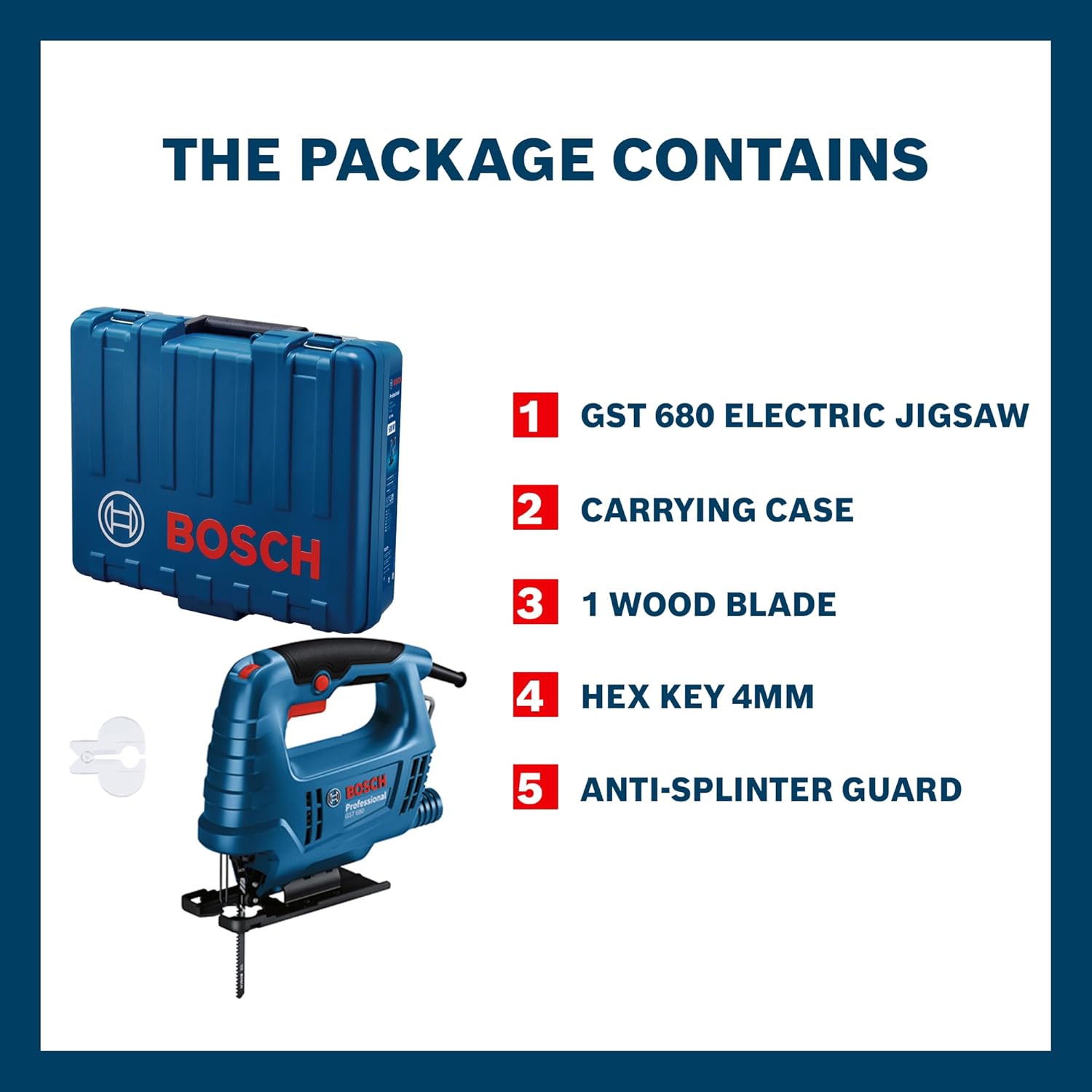 Bosch GST 90 BE Professional Heavy Duty Jigsaw, 650W, SDS, 2.6 Kg with Dust Extraction Set & 5 x T144D Blade
