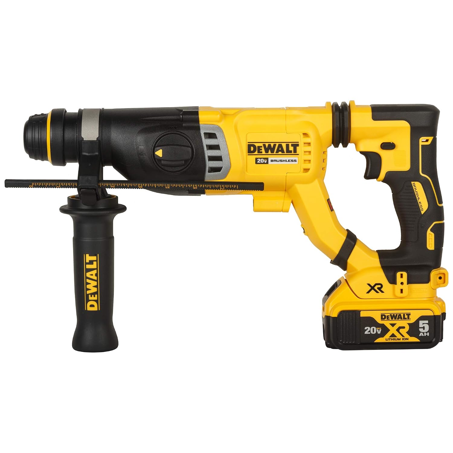 DEWALT DCH263P2-KR 28mm 18V XR Li-ion D-Handle SDS Plus Cordless Rotary Hammer with Brushless Motor w 2×5.0Ah Batteries Included-Perform and Protect Shield