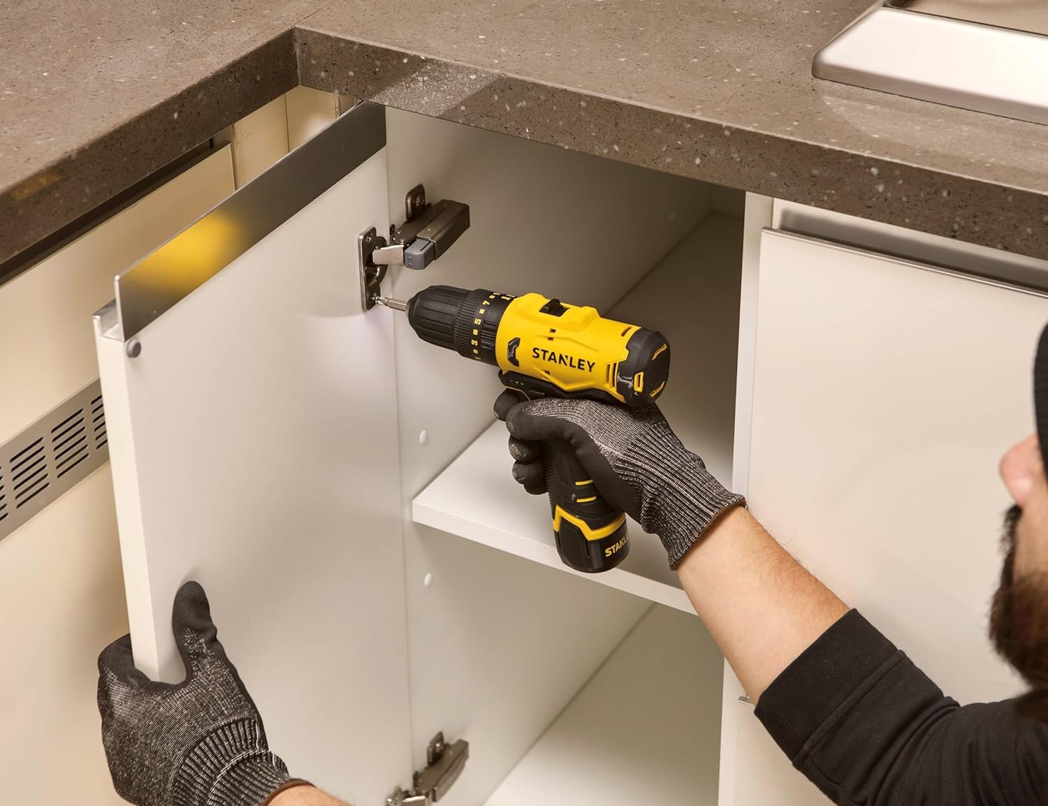 STANLEY SCH10D1-IN(12V) Brushed Cordless Hammer Drill Driver, 1x2Ah Battery & 1.5A Charger,LED Light,Variable Speed Trigger Switch,ForwardReverse Button,10mm Chuck,Clutch Setting 20+1,1 Year Warranty