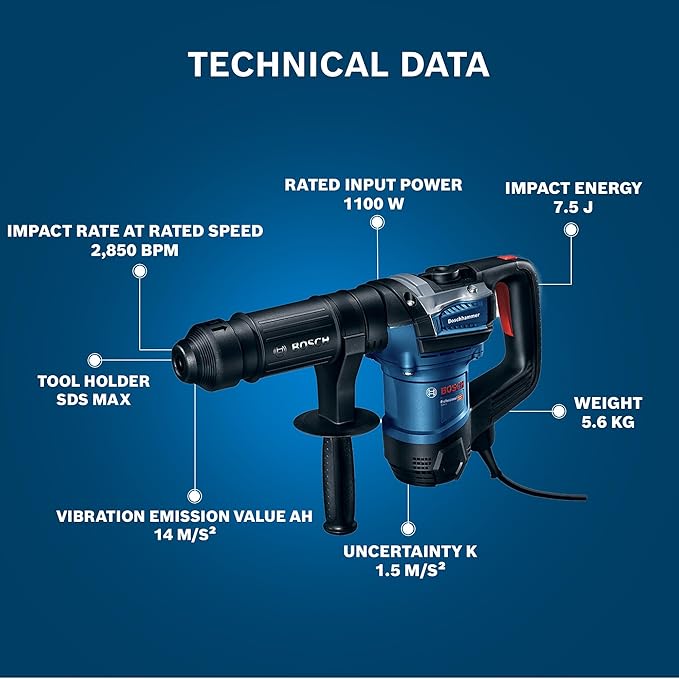 Bosch GSH 5 Heavy Duty Corded Electric Demolition Hammer with SDS Max