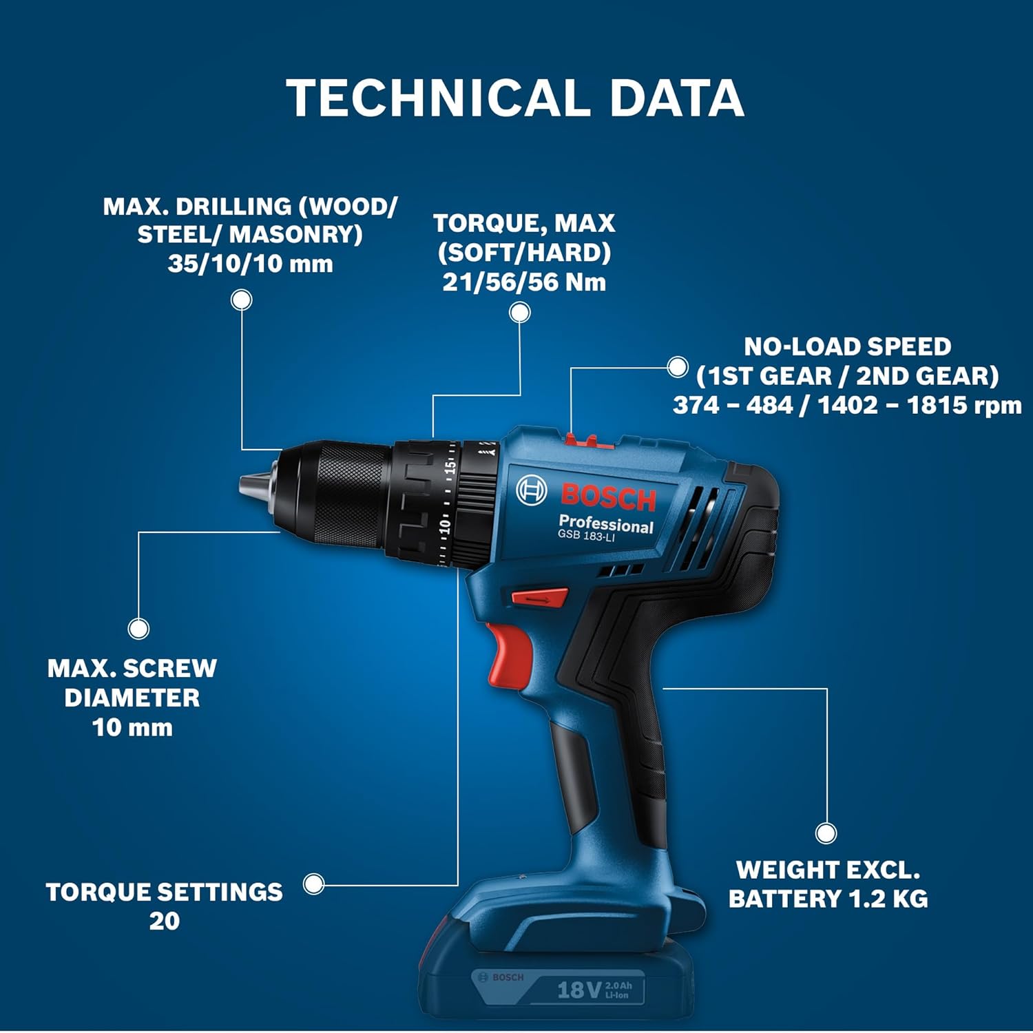 Bosch GSB 183-Li (1 Battery) Kit