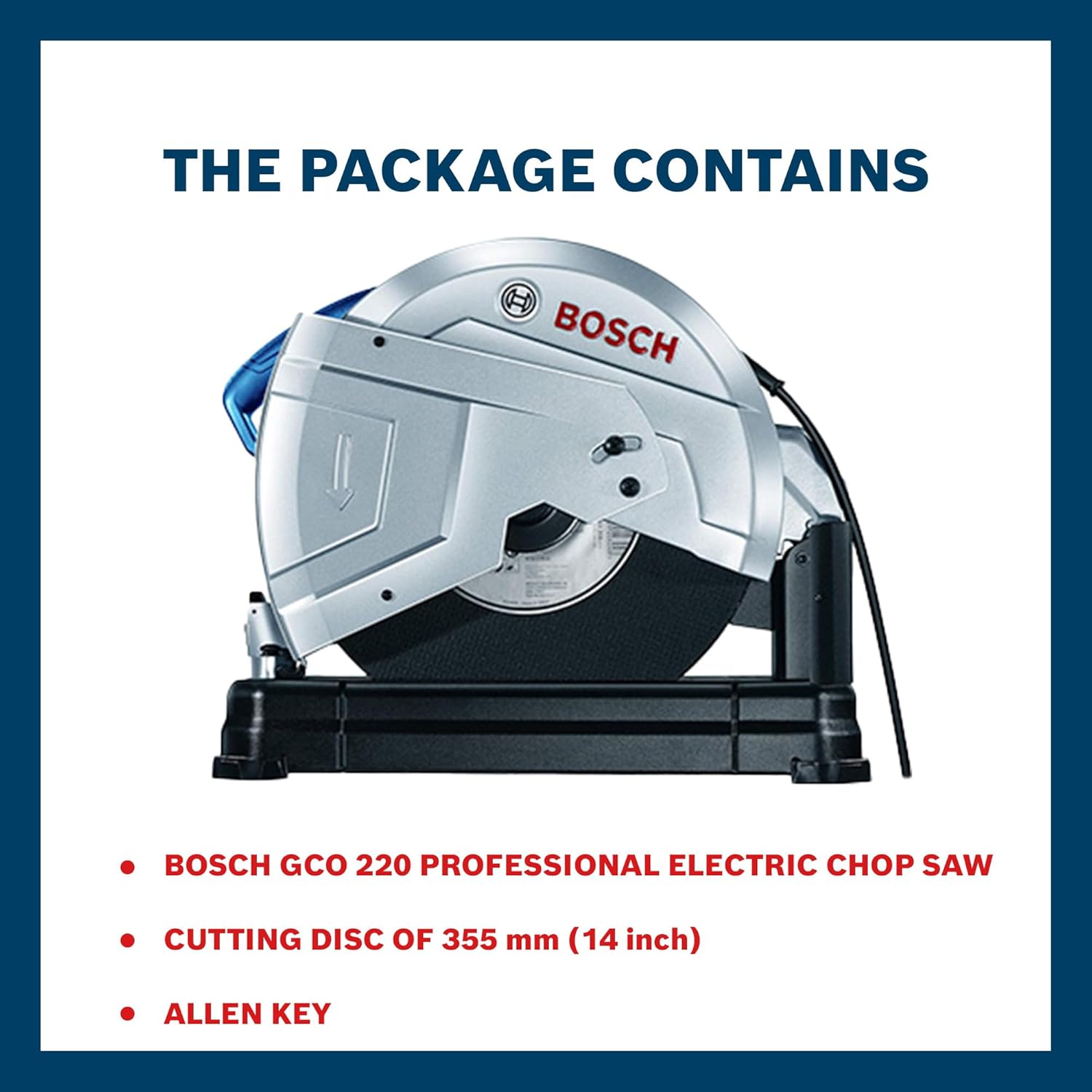BOSCH GCO 220 Professional Electric Chop Saw Powerful Cut Off Saw Machine C-Handle Rated Power of 2200 W Speed upto 3800 RPM