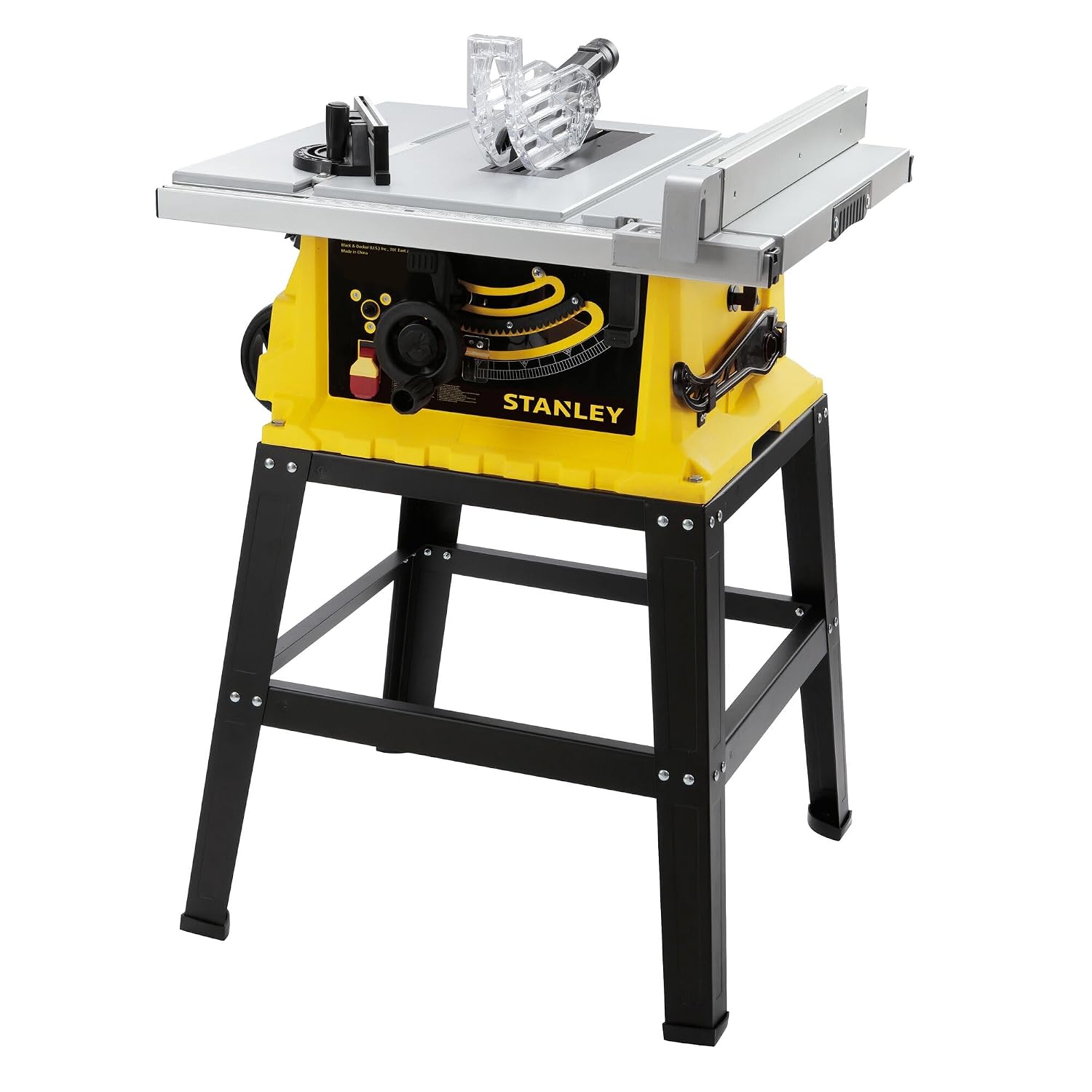 STANLEY SST2001-IN 2000W 254mm Table Saw With Frame, 4900 RPM, For Heavy-Duty Applications & Cutting Plywood, Compatible with 10” Cutting Blades, 1 Year Warranty, Yellow and Black