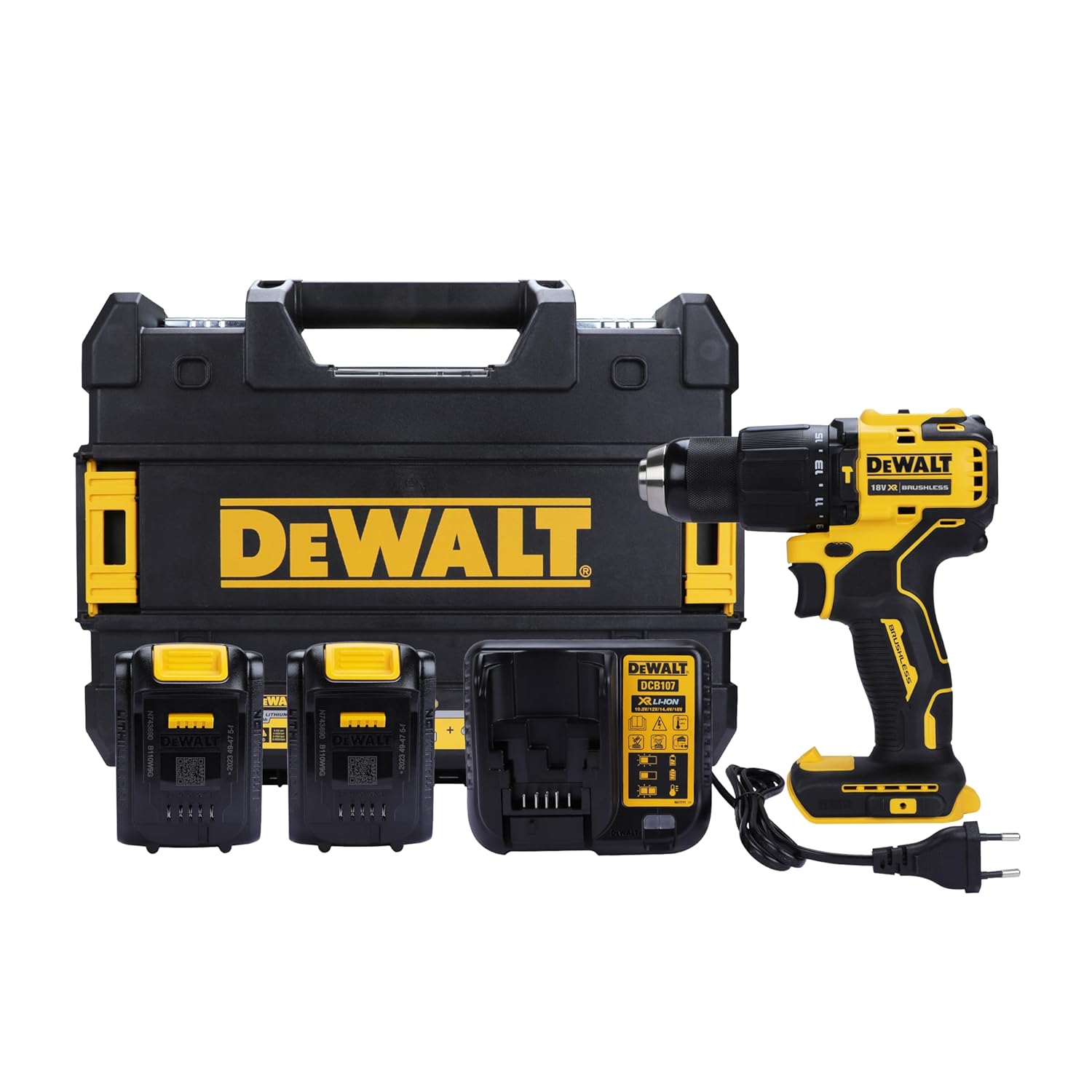 Dewalt DCD709S2T-QW Hammer Drill Machine Driver With Brushless Motor-2X1.5Ah Batteries Included For Drilling Purpose- 18V Li-Ion Sub-Compact Series Cordless 1213Mm