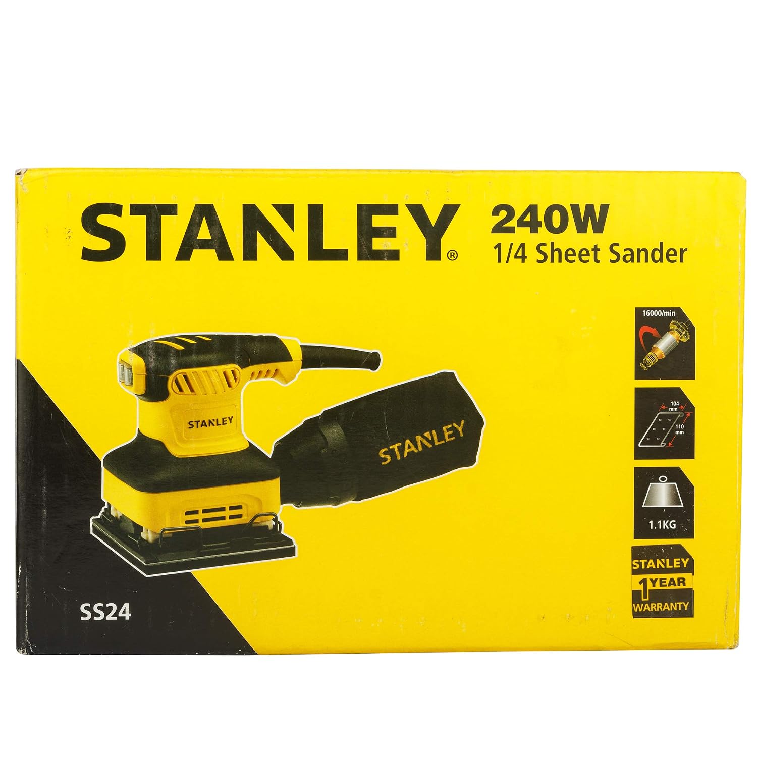 Stanley SS24-IN 240W, 14 Corded Electric Sheet Sander (Yellow and Black)