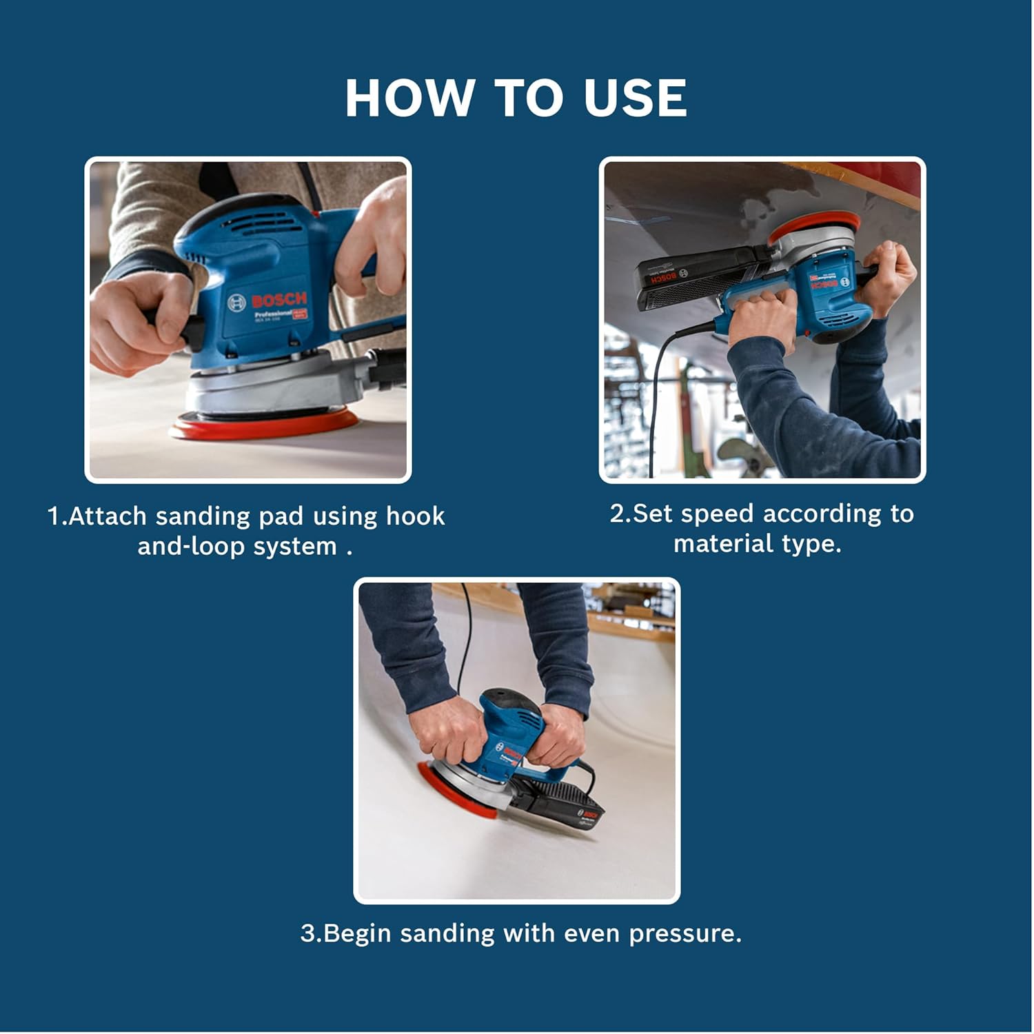 BOSCH GEX 34-150 Professional Random Orbit Sander 340 W High Removal Rate 150 mm Sanding Disc, Multi-hole packing pad, Speed Selection with No-load Speed 4,500–12,000 RPM, 1 Yr Warranty