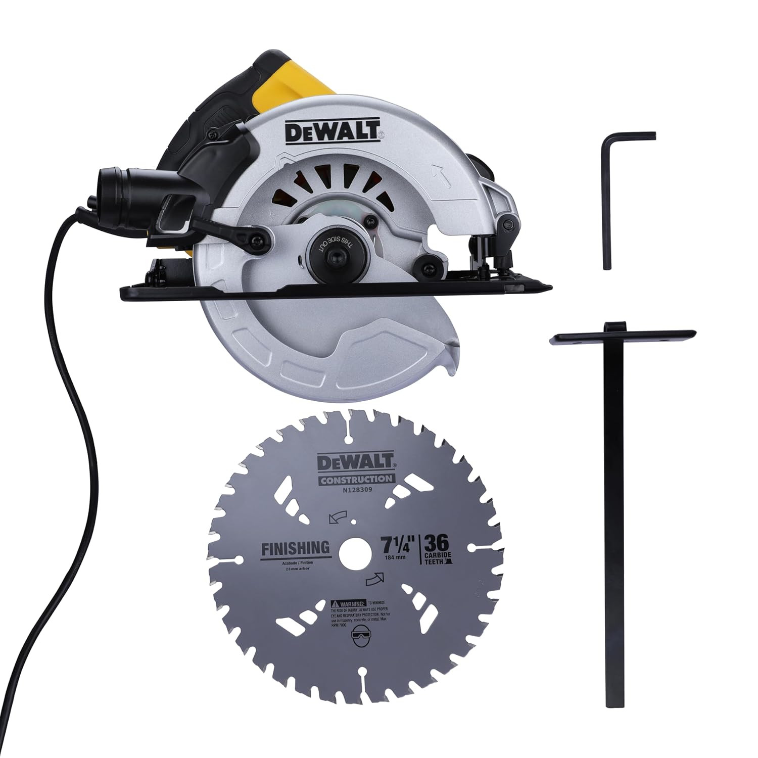 DEWALT DWE5615-IN 1500W 184mm Compact Circular Saw with 2mm Thickness Stamp Steel Shoe for Sharp Cuts
