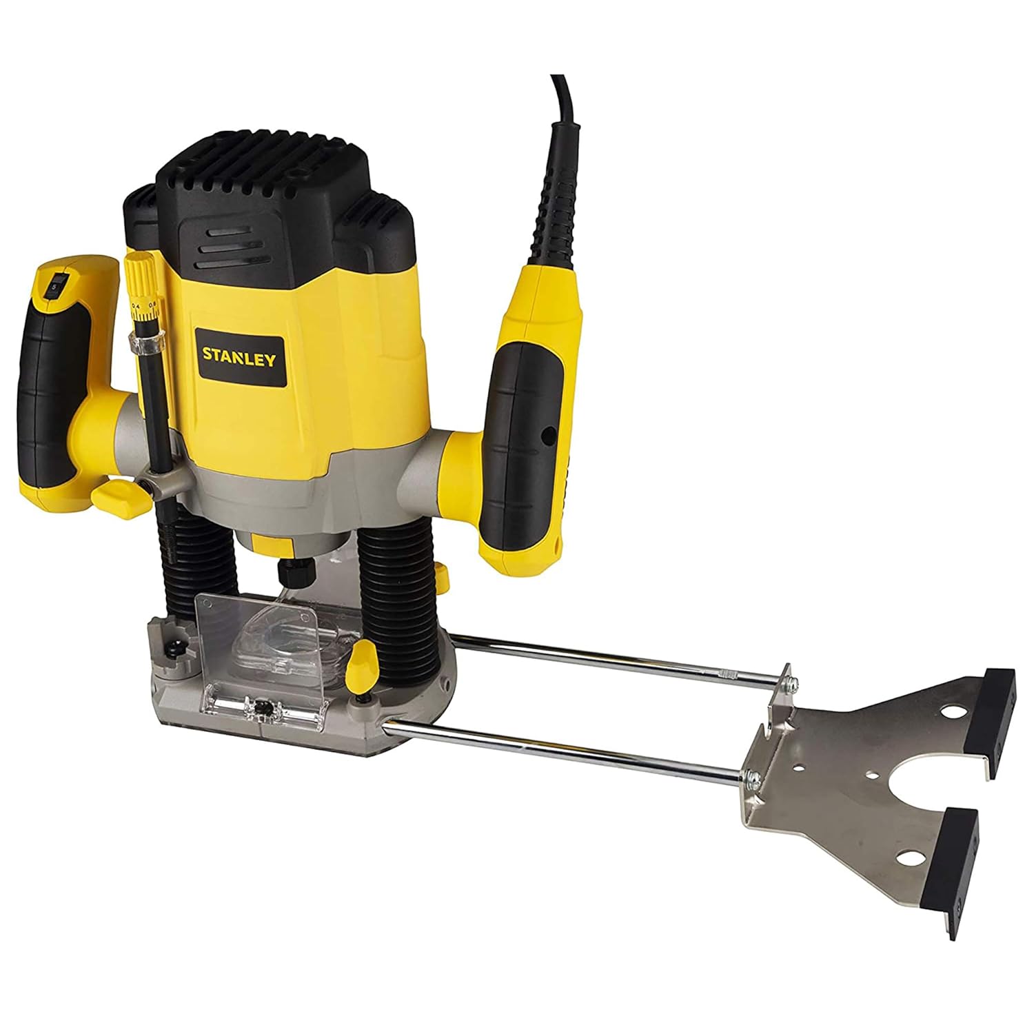 STANLEY SRR1200-IN Plunge Router 1200W 55mm Variable Speed With 6 Router Bits with Spindle-lock & Anti-static shoe coating, 1 Year Warranty
