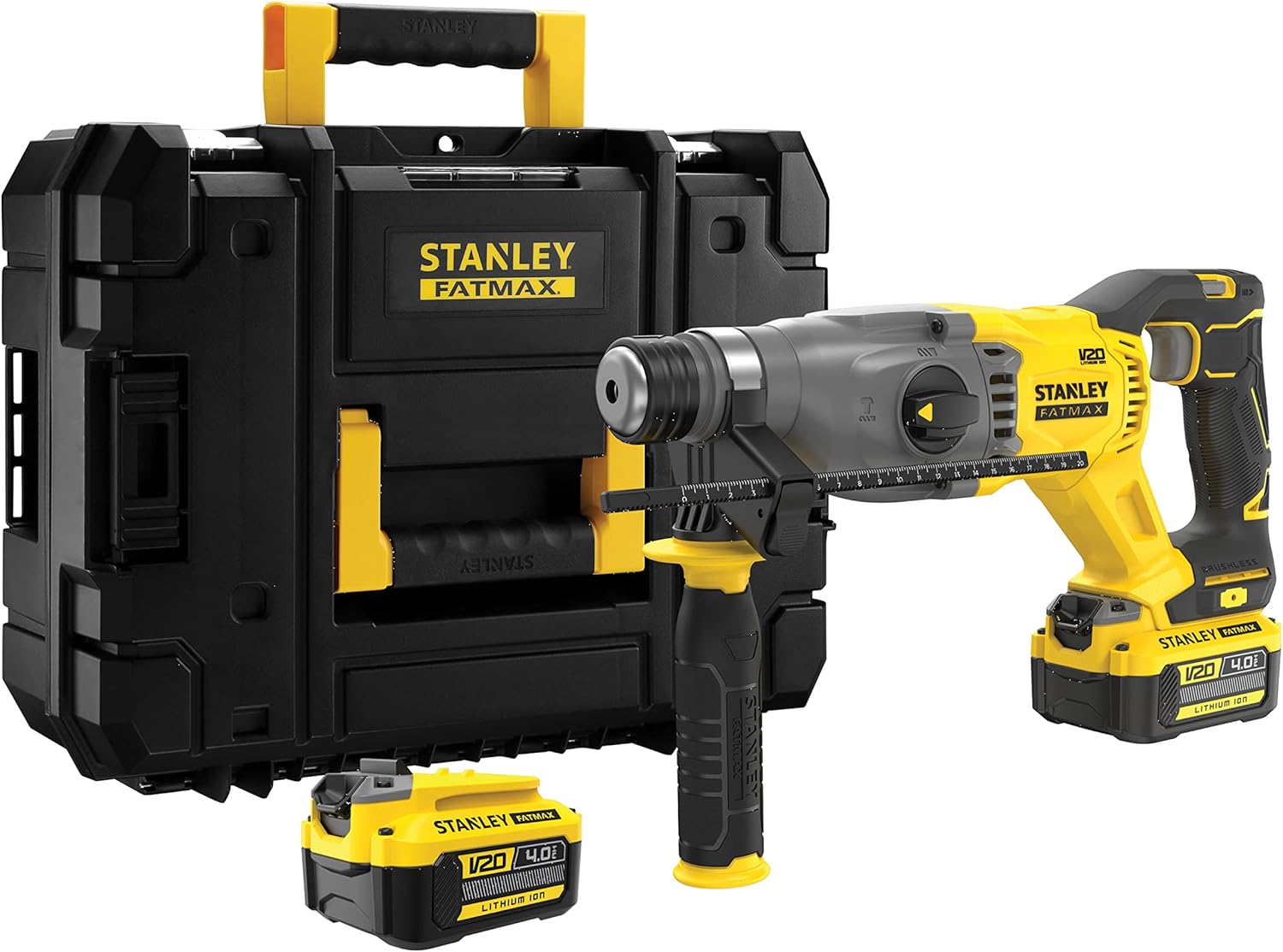 STANLEY FATMAX SBH900M2K-B1 20V 4.0Ah 20 mm Cordless Brushless Rotary Hammer With 2×4.0Ah Li-ion Batteries