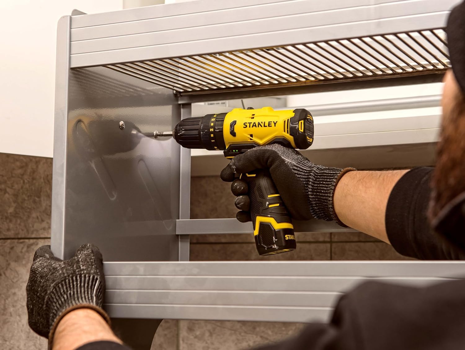 STANLEY SCH10D1-IN(12V) Brushed Cordless Hammer Drill Driver, 1x2Ah Battery & 1.5A Charger,LED Light,Variable Speed Trigger Switch,ForwardReverse Button,10mm Chuck,Clutch Setting 20+1,1 Year Warranty