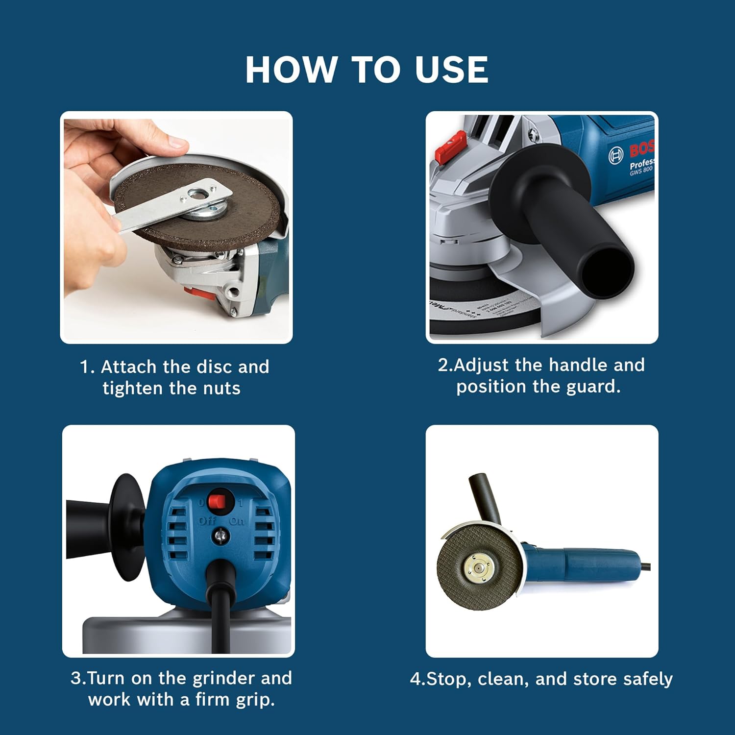 BOSCH Professional GWS 800 Angle Grinder 800W Power No-load Speed of 11000 RPM Versatile Cutting and Grinding Tool M10 Grinding Spindle Thread 100 mm Disc