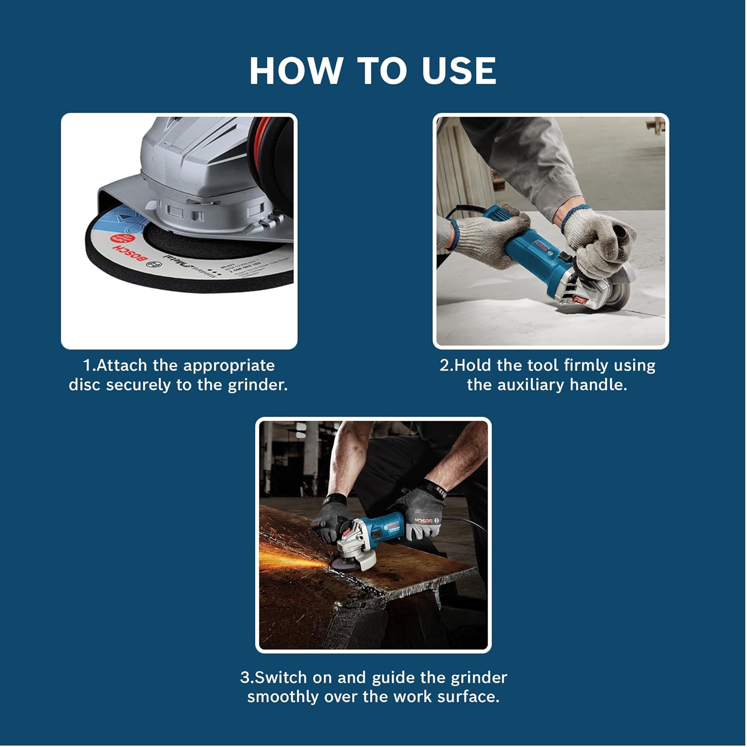 Bosch GWS 900-100 Angle Grinder with 900W Motor, 100mm Disc, M10 Thread, 2-Way Switch & Restart Protection for Heavy Duty Use, Includes Wrench & Box