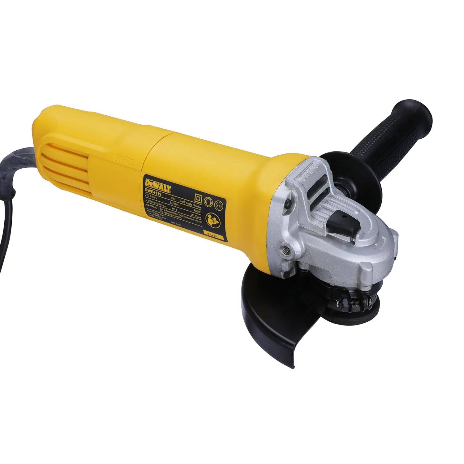 DEWALT DWE4119-IN 950W 125mm Medium Angle Grinder – Slide Switch with Variable Speed