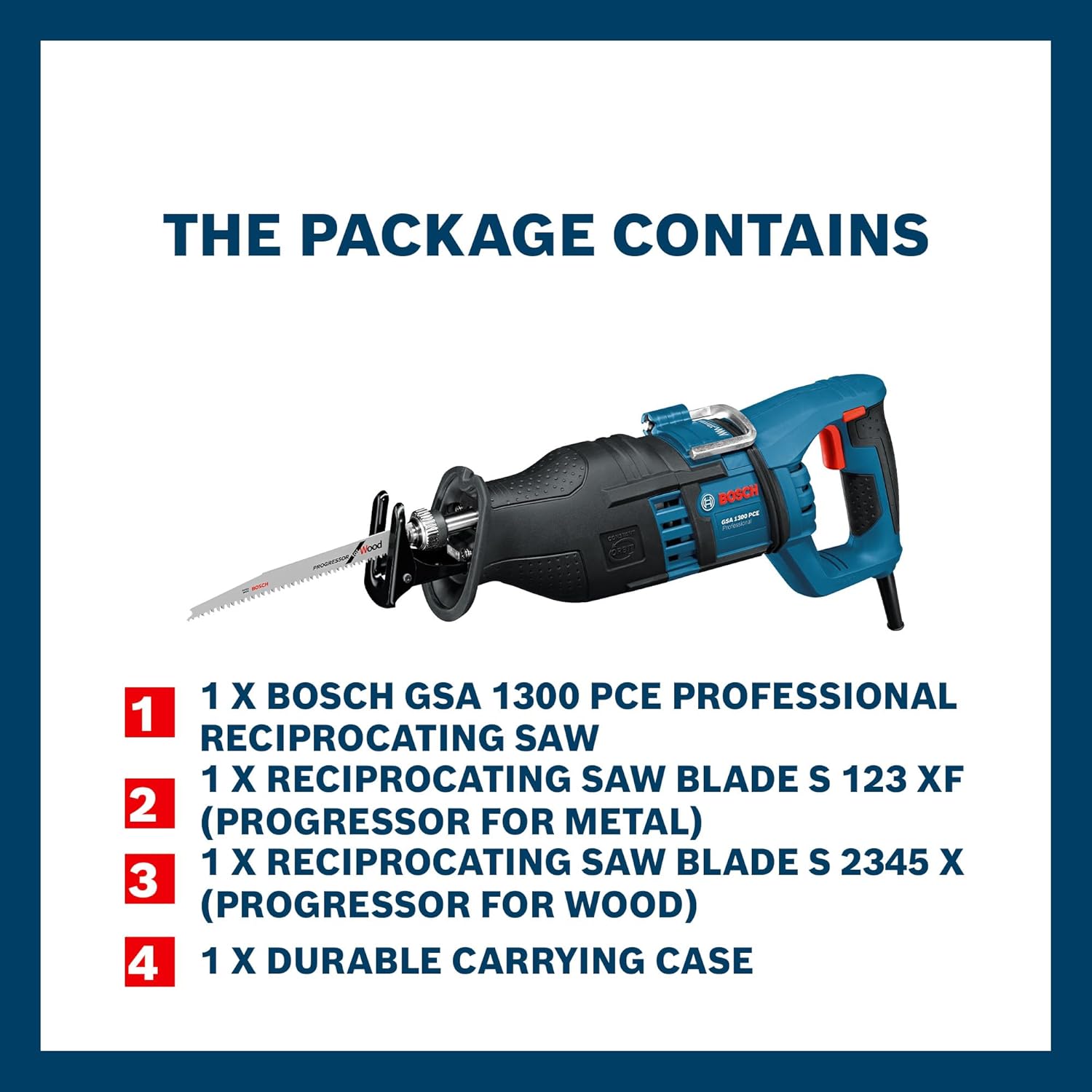 Bosch GSA 1300 PCE Heavy Duty Electric Reciprocating Saw, 1,300W, 2,900 spm