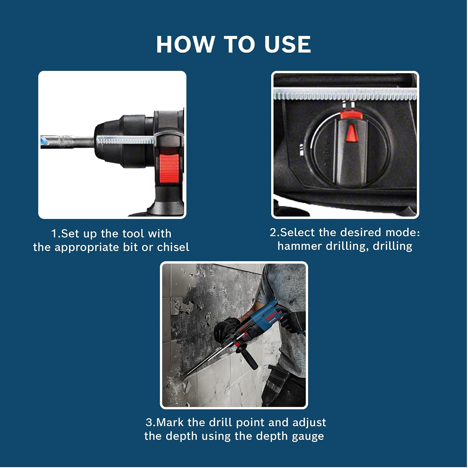 BOSCH GBH 2-26 RE Professional Rotary Hammer – SDS Plus | 800 W | SDS Plus Tool Holder | Rated Speed 0-900 rpm | Impact Rate 0-4000 BPM | Impact energy 0-2.7 J| Rotation Control Clutch