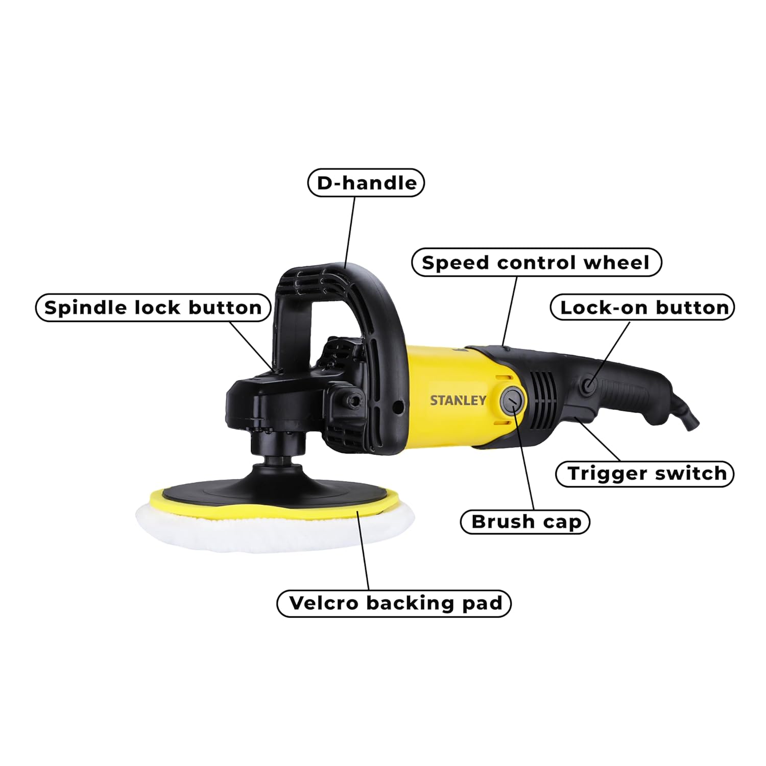 STANLEY SP137 1300W 180mm Polisher with High Rotation Speed, Ideal for Delicate Polishing, Buffing, Waxing & Glazing Applications
